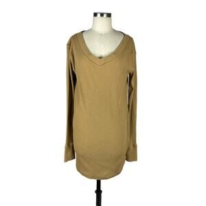 FREE PEOPLE BEACH Ribbed Knit‎ Tunic Mini Dress Brown Neutral Women's Medium